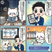 マンガ解説：二次試験 過去問解説資料の特徴 - 動画連動スライドで思考プロセスを可視化、過去5年分のエッセンス
